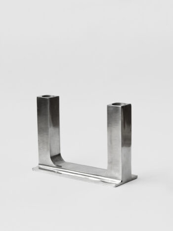 Brutalist Polished Aluminum Candle Holder