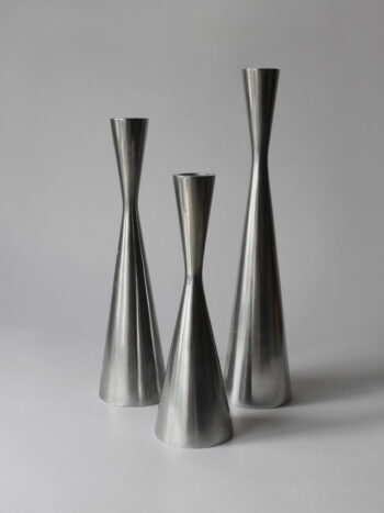 Polished Aluminum Trio Set Of Candle Holders