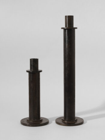 Pair Of Brutalist Massive Iron Candle Holders, 1970s