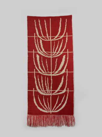 Red Wool Wall Tapestry With Abstract Nature Motifs 72x180cm