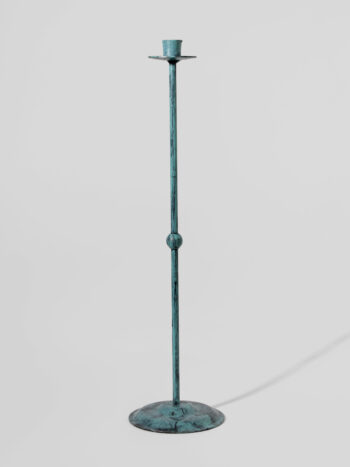 Turquoise Super Slim Floor Metal Candlestick
