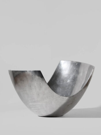 Polished Aluminum Asymmetric Contemporary Large Deep Bowl