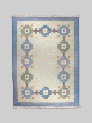 Karin Jönsson Swedish Mid-Century Geometric Wool Kilim 171x252cm