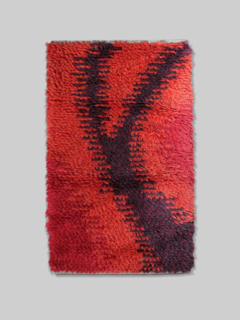 Swedish Abstract Knotted Pile Wall Wool Rug, 78x130cm