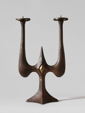 Sculptural Bronze Brutalist Candle Holder, 1970s