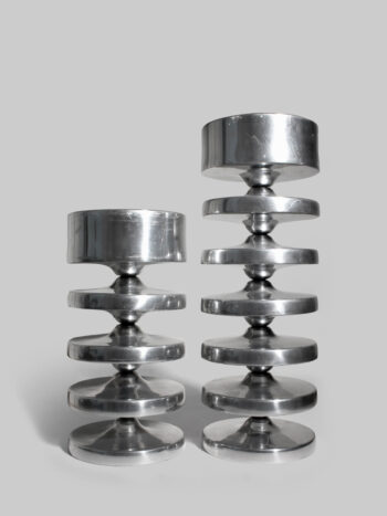 Pair Of Aluminum Contemporary Rimmed Stands