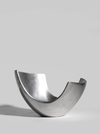 Polished Aluminum Asymmetric Contemporary Deep Bowl, Medium